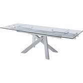 Premier 63" Extension Dining Table in Glass & Stainless Steel